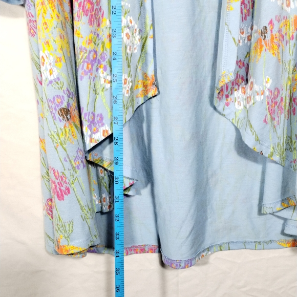 A Walk In The Park Blue Floral Open Front Kimono Cardigan Coastal Grandma Spring - Picture 8 of 9